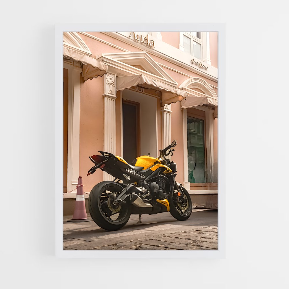 Poster Moto Jaune Sur Rue – affiche Triumph (vue 3)